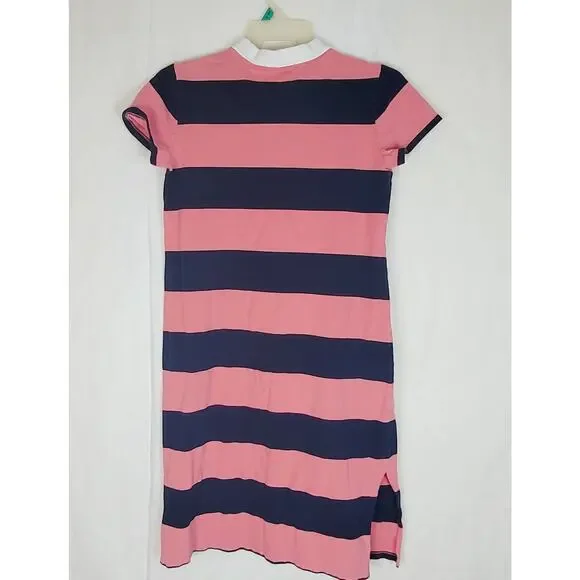 Tommy Hilfiger pink and blue rugby striped polo shirt dress Sz Med Preppy Casual - Picture 4 of 8